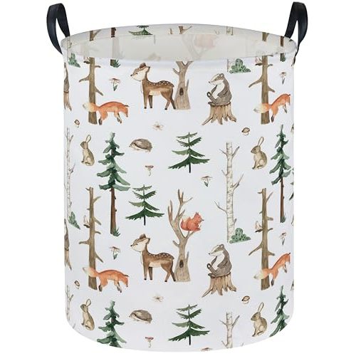 Sanjiaofen Kids Laundry Hamper,Animal Laundry Basket Collapsible Woodland Storage Baskets for Home Decor,Office,Home Organizer,(Woodland animal