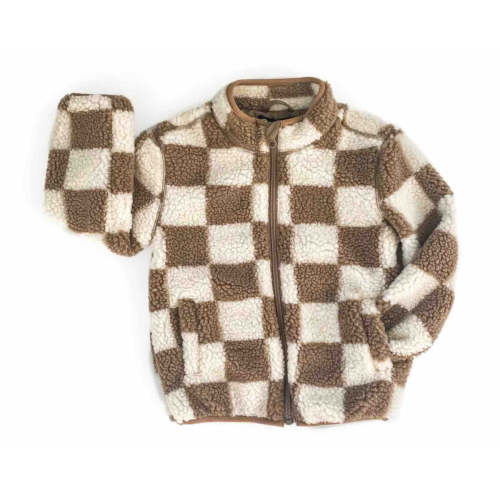 Fleece Jacket - Tan Check – The Happy Days Co