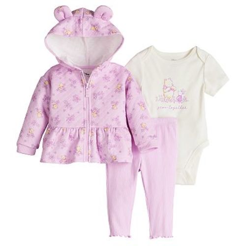 Disney's Winnie the Pooh Baby Girl Romper, Hoodie, & Leggings Set by Jumping Beans®