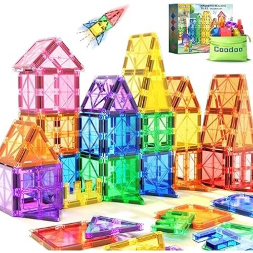 Kids Toys Magnetic Tiles Starter Set Classroom Must Haves, Magnetic Blocks for Toddlers Magnet Building Toys Preschool Montessori Learning Games for 3+ Year Old Boys & Girls