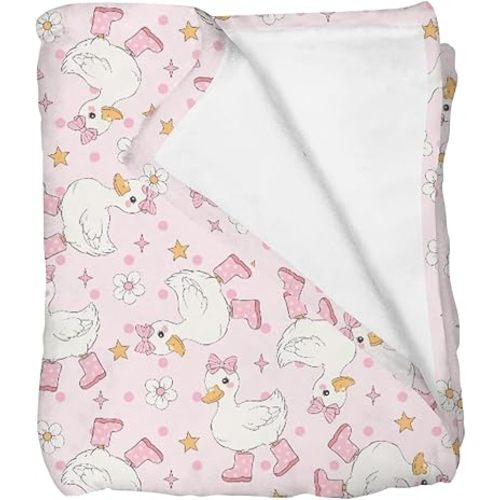 Selgkds Cute Geese Bows Floral Baby Blankets for Boys Girls Pink Girly Ducks Flowers Nursery Newborn Crib Receiving Swaddle Blankets Pastel Farm Birds Toddler Bed Blanket Pink 30x40inch