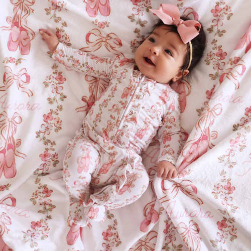 Ballet Blossoms Ruffle Zipper Footie