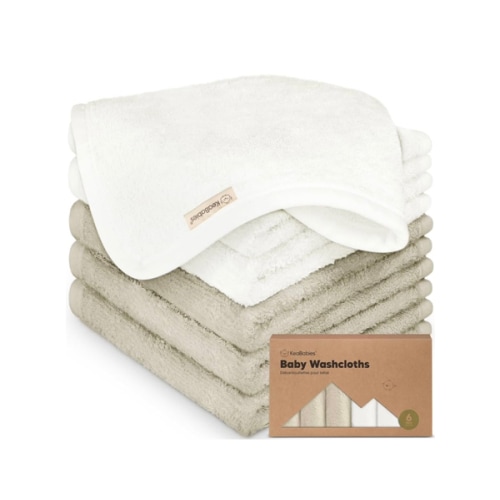 6-Pack Soft Baby Washcloths - White/Stone