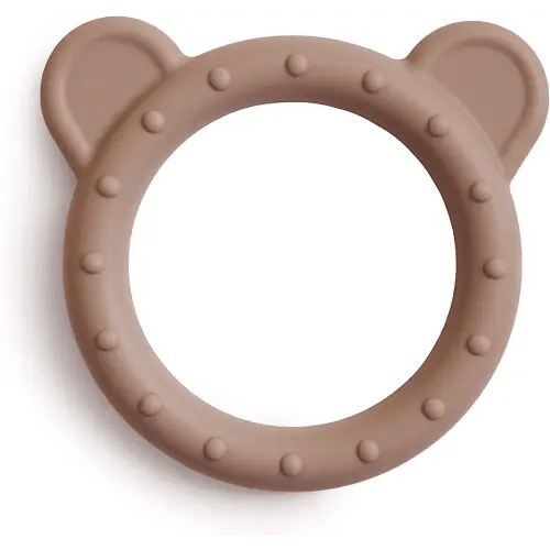 mushie Silicone Baby Teether Toy | Bear (Natural)