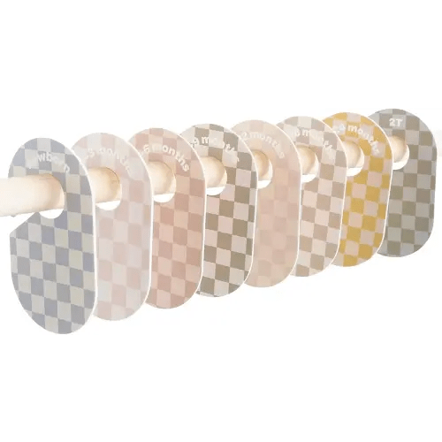 3 Sprouts Baby Closet Dividers Set of 8 - Clothes Organizer Toddler Hanger, Double-Sided Size Labels - Nursery Organization for Newborn Clothing, Infant to 2T Boy & Girl - Checkerboard