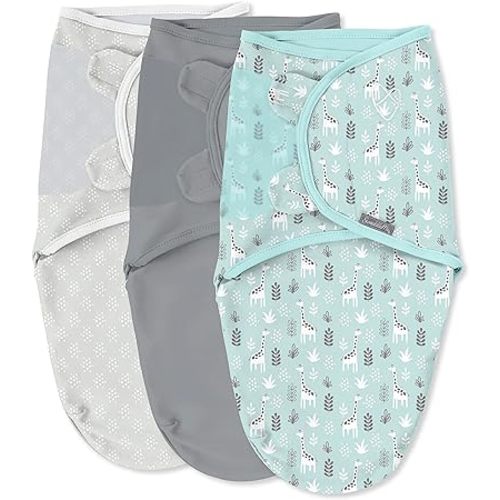 SwaddleMe by Ingenuity Original Swaddle - Size Small/Medium, 0-3 Months, 3-Pack (Our Tall Friends)