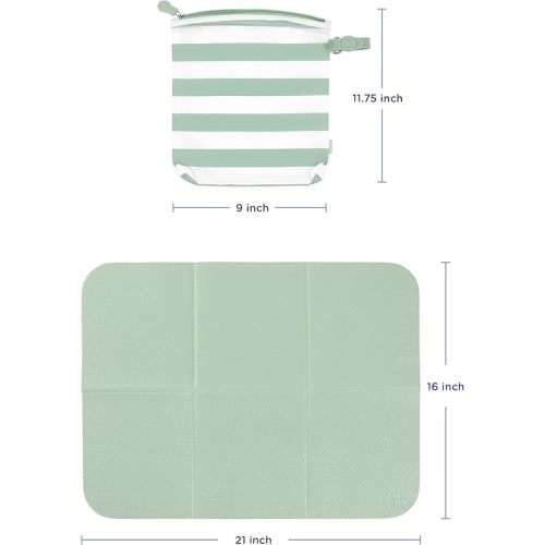 Ubbi On-The-Go Changing Baby Mat with Carrying Bag, Soft and Comfortable Diaper Bag Accessory Must Have for Newborns, Easy to Clean, Portable Changing Pad, Sage Green