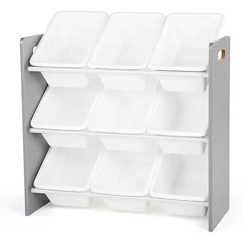 Humble Crew, Grey/White Toy Organizer, 9 Bin Storage, 24" Tall
