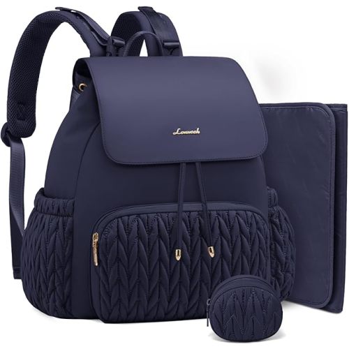 LOVEVOOK Diaper Bag Backpack, Small Baby Bag, Cute Baby Diaper Bag, Stylish Water-Resistant Travel Baby Bag for Mom, Baby Backpack with Changing Pad, Stroller Straps -Blue