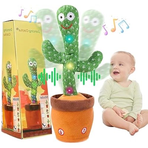 Dancing Talking Cactus Baby Toy, Singing Mimicking Repeating Plush, Educational Interactive Toddler Toy, Repeat What You Say, Tummy Time Toys for Infant Boys Girls 1 Year Old, Easter Basket Stuffers