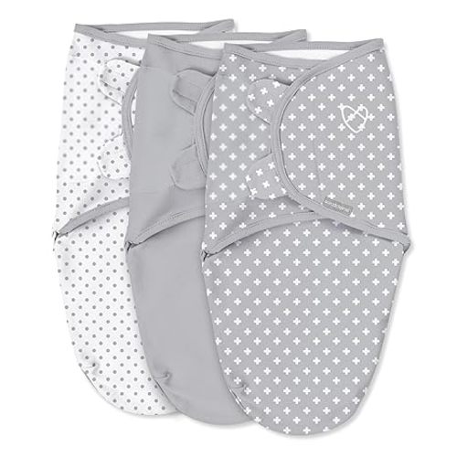 SwaddleMe by Ingenuity Original Swaddle, 100% Cotton, Improves Sleep & Calms Startle Reflex, 0-3 Months, 3-Pack - Criss Cross Polka Dot - Polk Dot 3pk