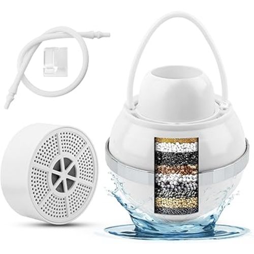 Quixleen Bath Filter, 8 Stages Bath Water Filter, 2,500 Gallons of Filtration Removes Hundreds of Contaminants for Softer, BPA Free, Reduces Contaminants for Softer, Smoother Skin