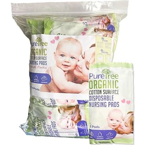 Organic Cotton Disposable Nursing Pads - for Breastfeeding (Travel Packs - 100 Pads)