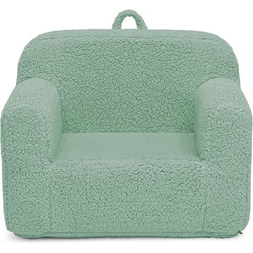 Delta Children Sherpa Cozee Chair - Foam Kids Chair for Ages 18 Months and Up, Sage