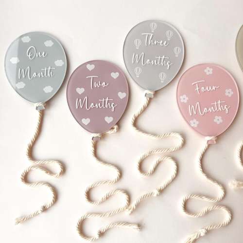 Baby Milestone Balloons | Baby Announcement Balloon |  Acrylic Baby Milestone | Balloon Milestone Discs  | New Baby Gift | Milestone Set