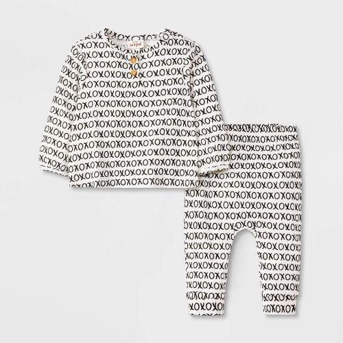 Baby Girls' Xoxo Ribbed Top & Bottom Set - Cat & Jack™ Cream 0-3m