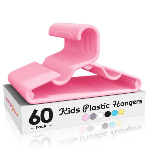 ACSTEP Baby Hangers 60 Pack, 11 Inch Kids Plastic Hangers, Non-Slip Baby Hangers for Closet, Baby Clothes Hangers for Pants Shirts Outfit Onesie, Pink