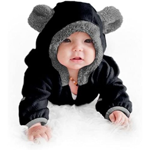 Fleece Baby Bunting Bodysuit – Infant One Piece Kids Hooded Romper Outerwear Toddler Jacket