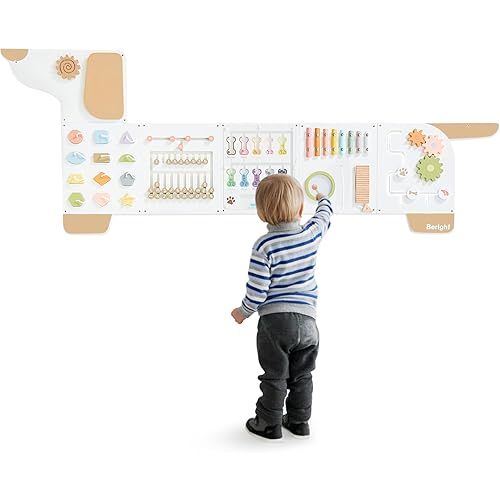 Beright Dog Activity Wall Busy Board Panels, Montessori Sensory Toys, Toddler Learning Activity Center, Perfect for Toddler Playroom & Children's Daycare, White