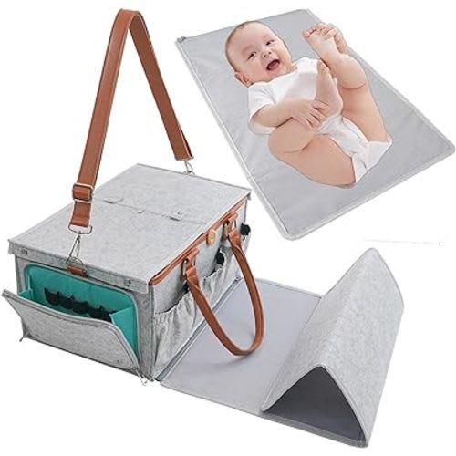 Upgrade Baby Diaper Caddy Organizer with Lid, Large Diaper Basket Organizer, Portable Tote Storage Bag for Travel, Car, Changing Table, Nursery (0-24 Month Baby Essentials)
