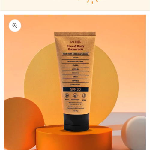 Sky and Sol Sunscreen SPF 30 | All-Natural, Edible-Grade Skincare