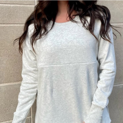 Yoga Nursing Tunic Sweatshirt- Light Heather Gray
