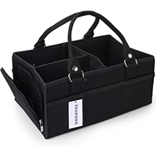 XUANGUO Baby Diaper Caddy Organizer for Boy Large Nursery Storage Bin Basket Portable Holder Tote Bag for Changing Table and Car Baby Shower Gifts Newborn Essentials Baby Must Haves Items black