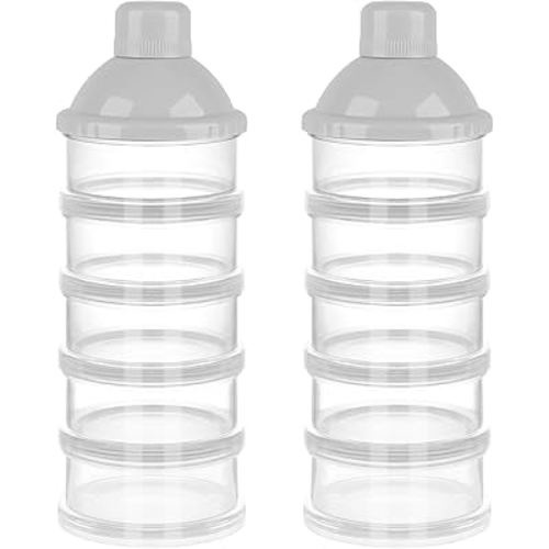 Accmor Formula Dispenser On The Go, 5 Compartments Stackable Formula Container for Travel, Baby Milk Powder Kids Snack Container, BPA Free