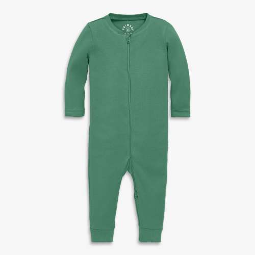 Baby organic zip romper - Chive, 9-12M