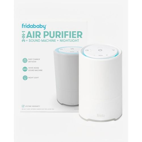 Frida Baby 3-in-1 Baby Air Purifier for Allergy Relief, Sound Machine for Sleeping + Nightlight, HEPA Filter Purifier for Bedroom with 3 Fan Speeds, Easy-Change Filter, Auto-Off Timer