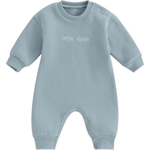 Twopumpkin Newborn Baby Boy Warm Sweatshirt Onesie Romper Long Sleeve Fleece Sweater Jumpsuit Winter Snow Outfit Clothes