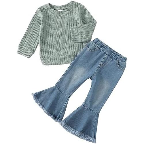 Mioglrie Toddler Girl Clothes Little Girl Denims Outfits Jeans Pants Set Little Baby Toddler Baby Clothes for Girl