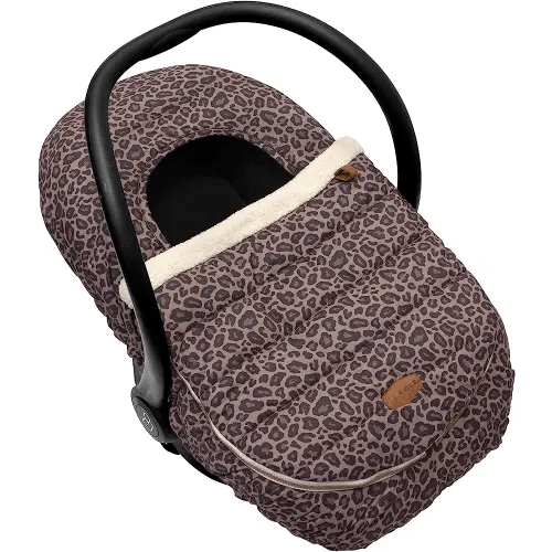 JJ Cole Winter Baby Car Seat Cover - Winter Car Seat Cover for Baby Seat or Stroller - Infant Car Seat Covers with Warm Sherpa Lining - Leopard