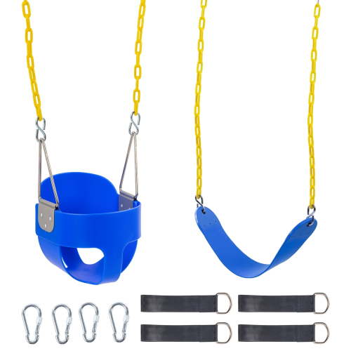 Ktaxon Toddler Swing, Full Bucket Baby Swing Seat with Coated Chains for Outdoor Use, Blue