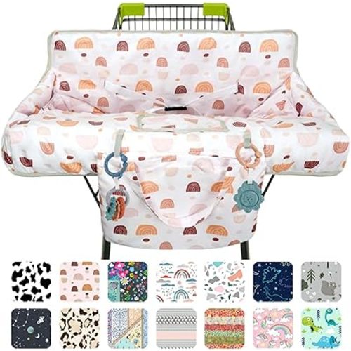 Shopping Cart Cover for Baby 2-in-1 High Chair Cover with Safety Harness Multifunctional Boho Pattern Cart Covers for Babies Soft Padded Grocery Cart Cover for Baby Boy Girl