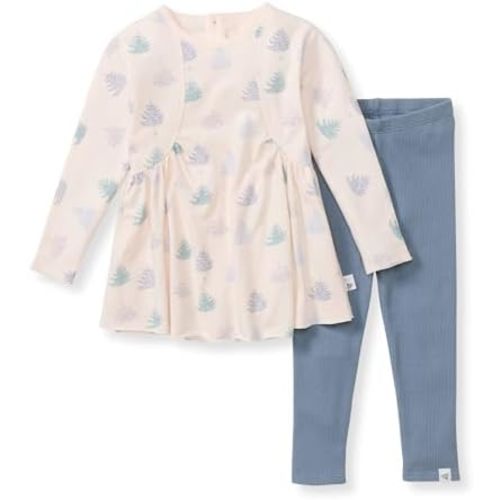 Burt's Bees Baby Baby Girls' Long Sleeve Top and Pant Set, 100% Organic Cotton