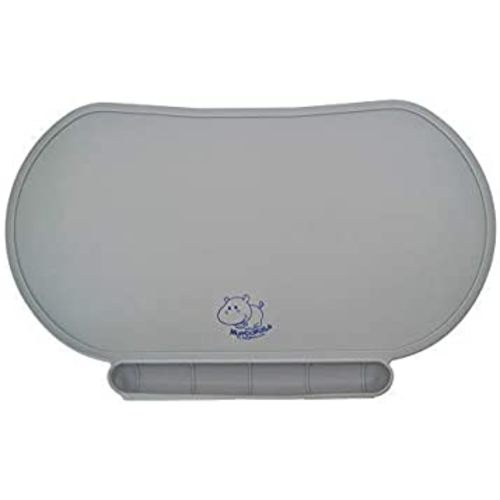 Children Place Mat By Baby Mumbo, Premium Quality, Food Grade Silicone For Maximum Hygiene, Unique Raised Edges Design and Spill Proof Accident Tray, Lightweight and Portable, 4 Colors (Gracious Gray)