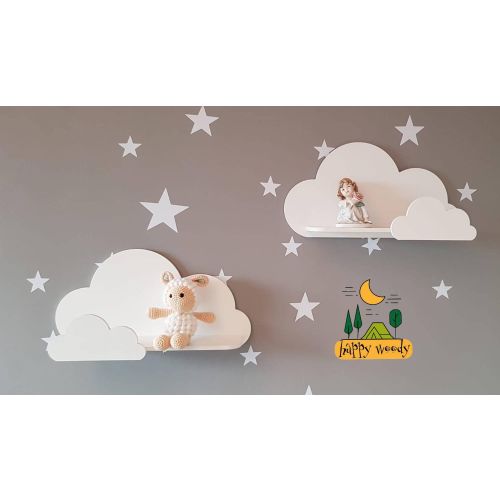 Set of 2 CLOUD SHELF / Nursery Shelves / Wooden Floating Shelf / Baby Room Decor / Kids Furniture / Wall Decor