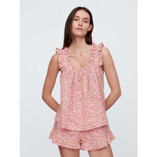 Relaxed Poplin Ruffle PJ Top