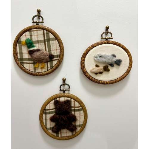 At the Lake Hunting and Fishing - Framed Felted Mallard Duck, Trout or Bear Nursery or Toddler Room Decor
