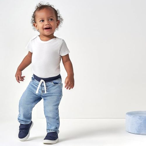 Gerber Baby Toddler Rib Waist Stretch Denim Skinny Jeans - 6-9 Months - Light Blue Denim