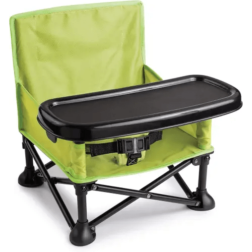 Summer by Bright Starts Pop 'N Sit Portable Booster Chair, Floor Seat, Indoor/Outdoor Use, Compact Fold, Green, 6 Mos - 3 Yrs