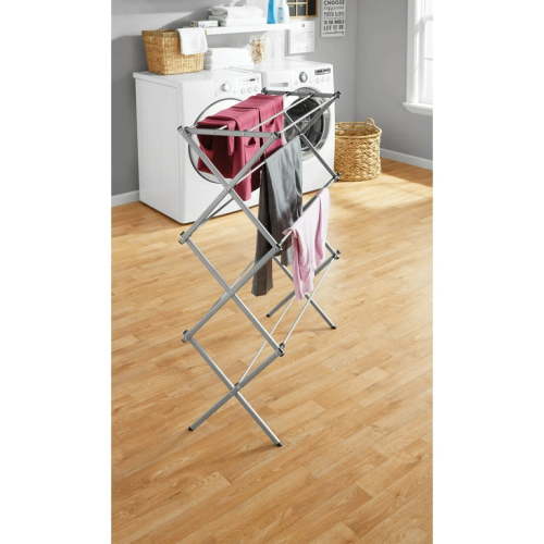 Mainstays Functional and Energy-saving Oversized Collapsible Steel Closets Drying Rack, Silver