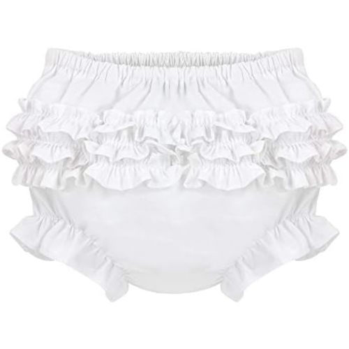 Baby Ruffle Panty Diaper Covers For Girls - Classic Baby Bloomers for Baby Girls - Diaper Cover White/Pink