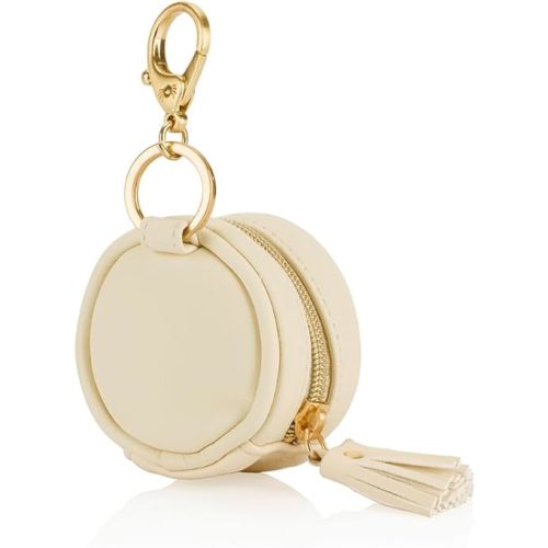 Itzy Ritzy Pacifier Holder Case with Clip - Pacifier Case Includes Clasp to Easily Attach to a Diaper Bag or Purse, Measures 2.5" in Diameter and Holds 2 Pacifiers (Milk & Honey)