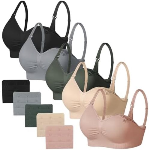 JAMRID Sleeping Nursing Bras for Breastfeeding Maternity Bras for Pregnancy Pumping Bra Underwear with Extra Extenders