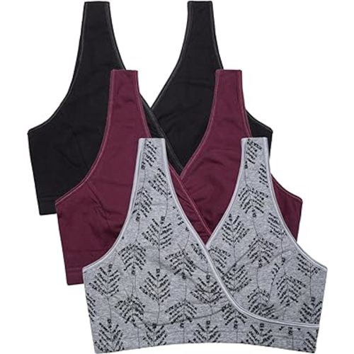 CAKYE 3 Pack Maternity Nursing Sleep Bra Breastfeeding Cotton Bralette