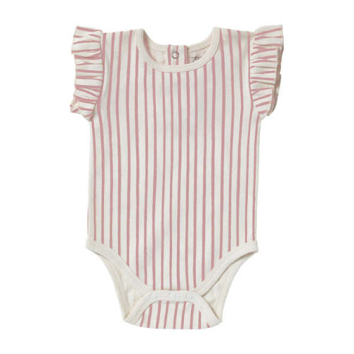 Pink Stripes Away Ruffled Onesie – Ali's Wagon