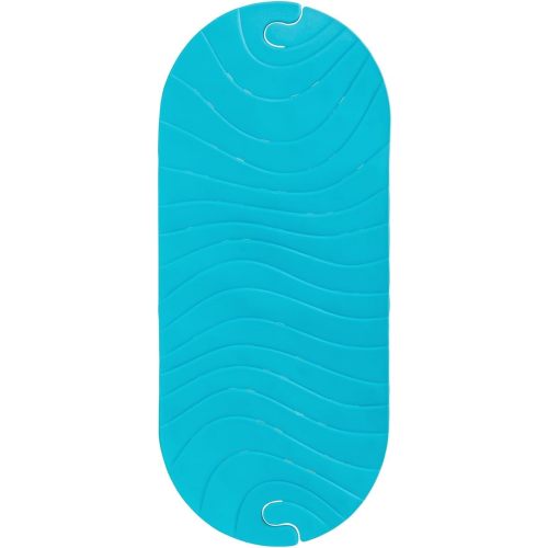 Boon B11192 RIPPLE Textured Non Slip Baby Bath Tub Mat with Hanging Hook and Drain Holes, Blue