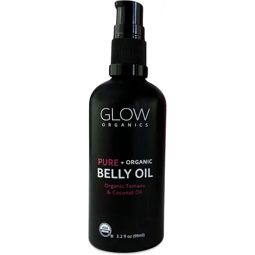 Glow Organics Belly Oil for Pregnancy, Prevents Stretch Marks & Scars, Organic Maternity Skincare, Fast-Absorbing, Pregnancy Safe Daily Ritual, 95ml